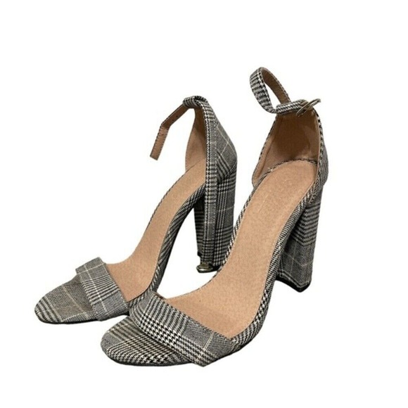 Charlotte Russe women's‎ size 6 strappy pumps black & white striped print - Picture 1 of 8